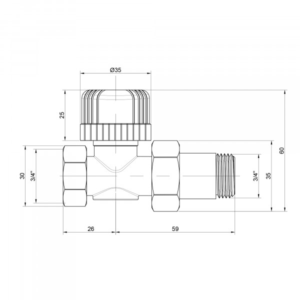 Кран радиаторный Icma 3/4" 30х1,5 прямой №779