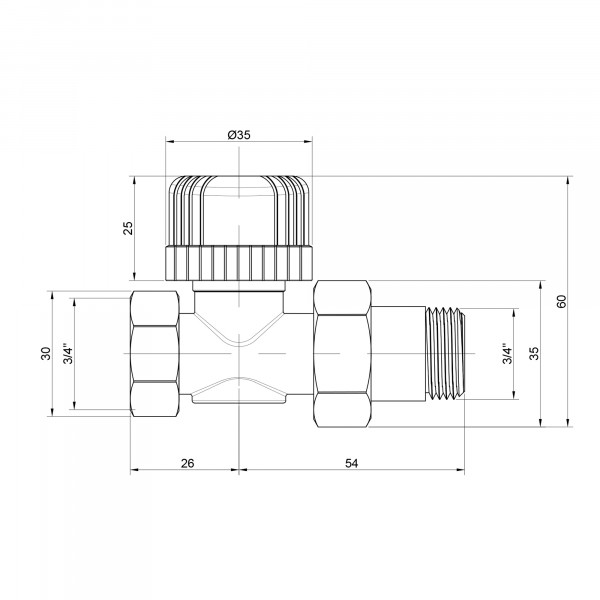 Кран радиаторный Icma 3/4" 28х1,5 прямой №775