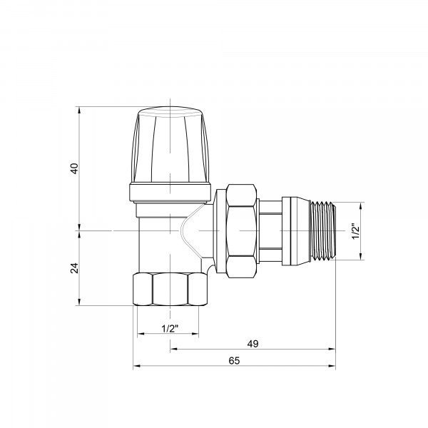 Кран радиаторный Icma 1/2" с антипротечкой угловой без ручки №952