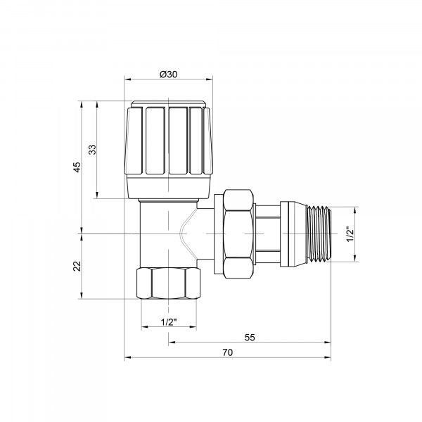 Кран радиаторный Icma 1/2" с антипротечкой угловой №951