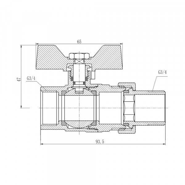 Кран шаровой "Американка" Thermo Alliance Forte 3/4" прямой SF220W20