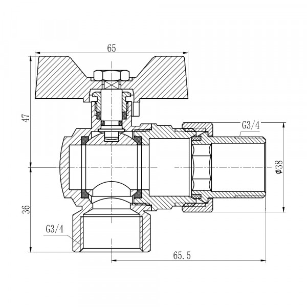 Кран шаровой "Американка" Thermo Alliance Forte 3/4" угловой SF221W20