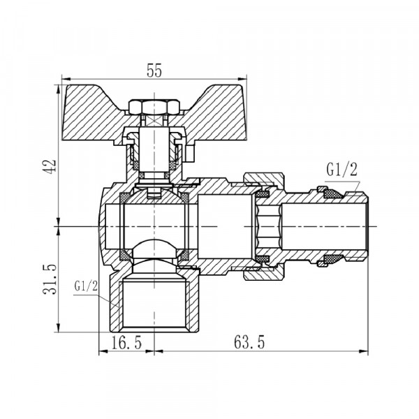 Кран кульовий "Американка" Thermo Alliance Forte 1/2" з антипротіканням кутовий SF223W15
