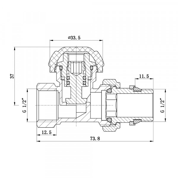 Кран радіаторний Thermo Alliance Standart Powerful 1/2" з антипротіканням прямий SF231W15