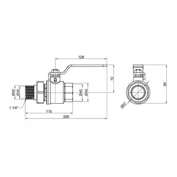 Кран кульовий "Американка" Thermo Alliance Standart 1" 1/4 ВЗ прямий SD220W32