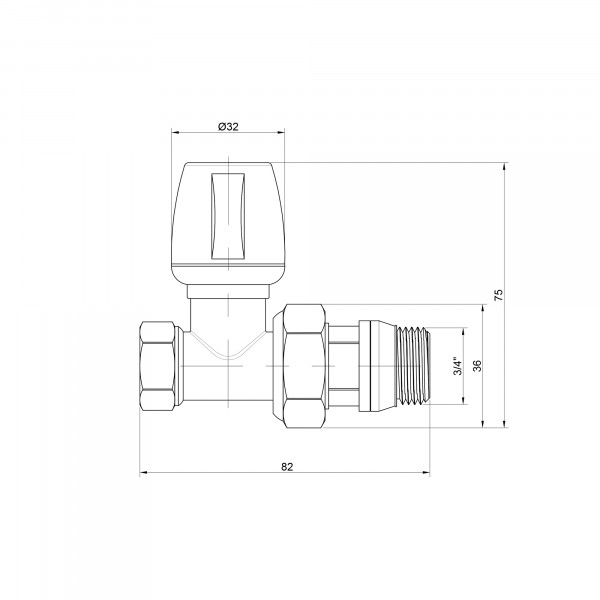 Кран радиаторный Icma 3/4" с антипротечкой прямой №813+940