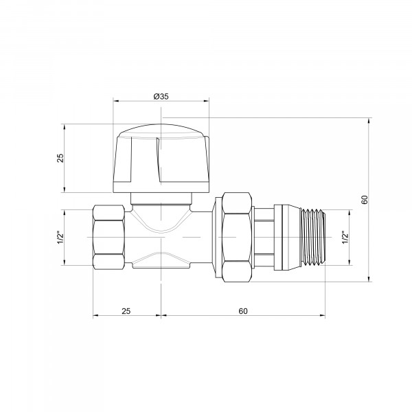 Кран радиаторный Icma 3/4" прямой №775+940