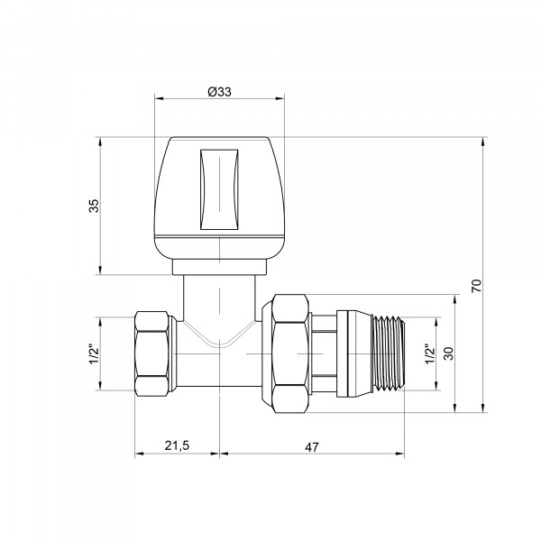 Кран радиаторный Icma 1/2" с антипротечкой прямой №813+940