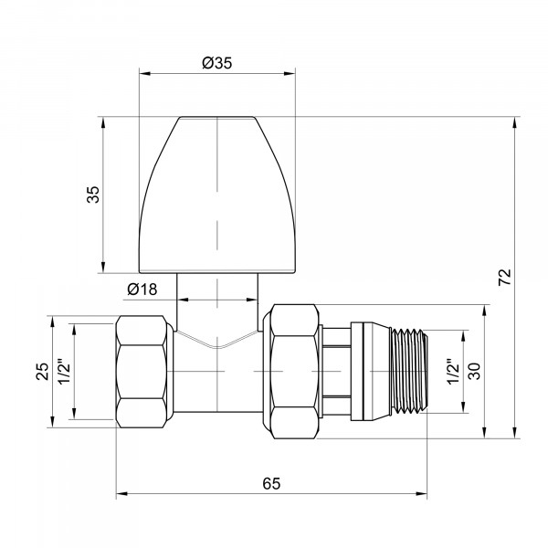 Кран радиаторный Thermo Alliance Base 1/2" ВН с антипротечкой прямой SD226W15