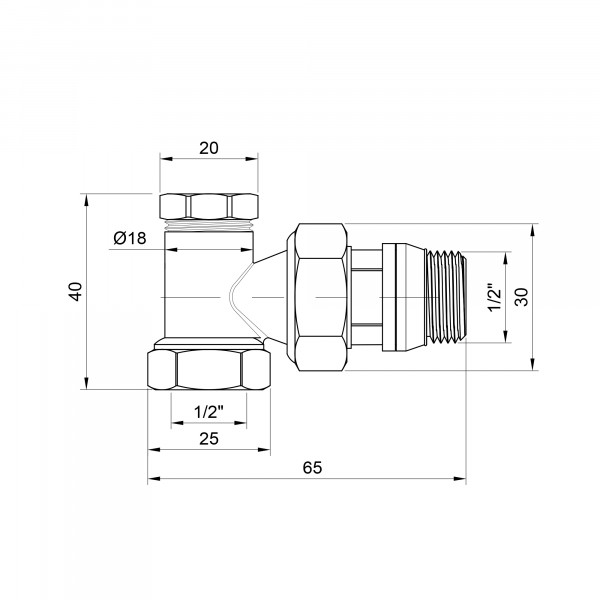 Кран радиаторный Thermo Alliance Base 1/2" ВН с антипротечкой угловой SD229W15