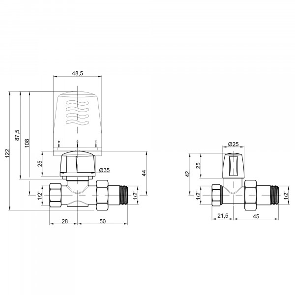 Термокомплект Icma 3/4" прямой № KIT L 1100+775+815