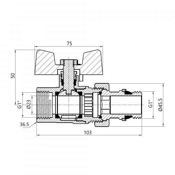 Кран Американка Thermo Alliance Standart с антипротечкой 1" PN40 конус SD900NW25PN40