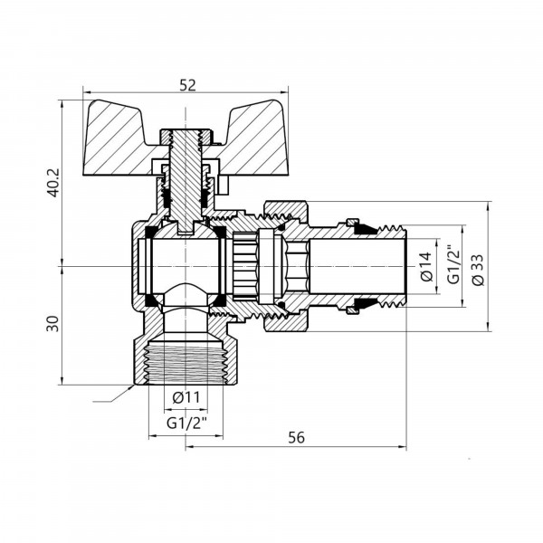 Кран Американка Thermo Alliance Standart з антипротіканням кутовий 1/2 PN40 конус SD901NW15PN40