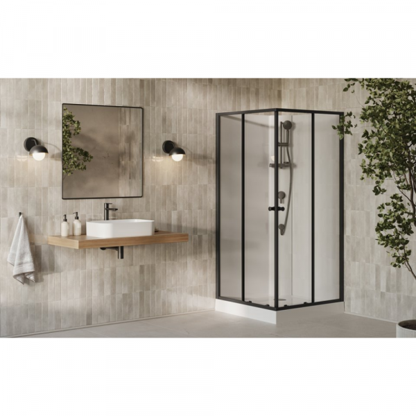 Душовий бокс BOXSRV2-90 Чорний TRANSPARENT+(піддон+душ.панель+нерухома.стінка)
