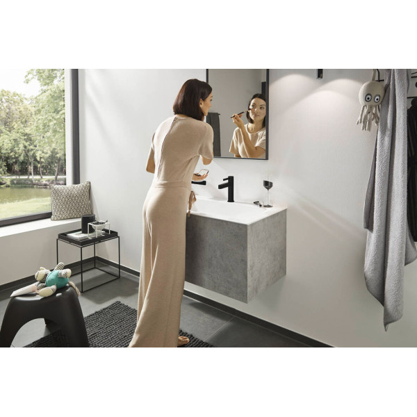 Смеситель для умывальника Hansgrohe Finoris 110 для умывальника с донным клапаном push-open, черный (76023670)