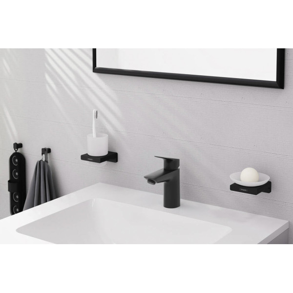 Смеситель для умывальника Hansgrohe Logis 100 для умывальника с донным клапаном push-open, черный (71107670)