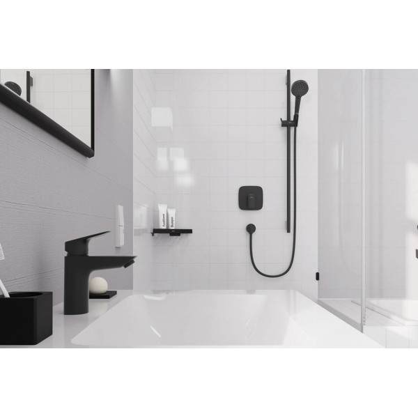 Смеситель для умывальника Hansgrohe Logis 100 для умывальника с донным клапаном push-open, черный (71107670)