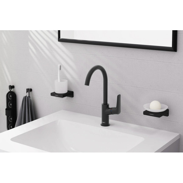 Смеситель для умывальника Hansgrohe Logis 210 для умывальника без донного клапана, черный (71131670)
