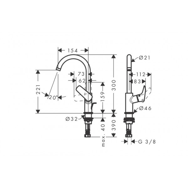 Змішувач для умивальника Hansgrohe Logis 210, чорний (71130670)