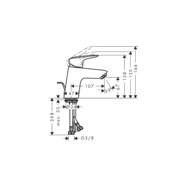 Змішувач для умивальника Hansgrohe Logis 70 CoolStart 2Flow, хром (71075000)