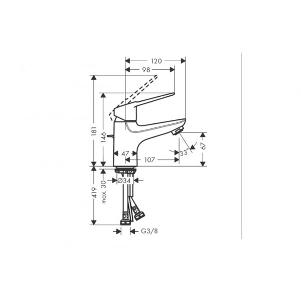 Змішувач для умивальника Hansgrohe Novus Loop 70 CoolStart, хром (71084000)