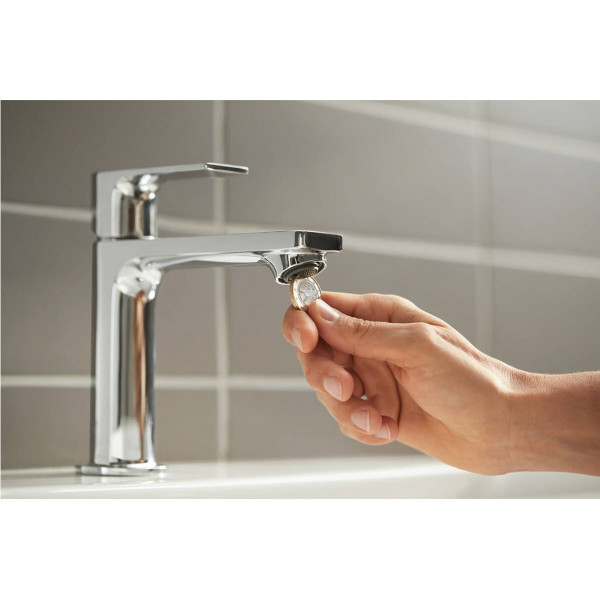 Змішувач для умивальника Hansgrohe Rebris E 110 Coolstart EcoSmart+ для умивальника з донним клапаном pop-up, хром (72589000)