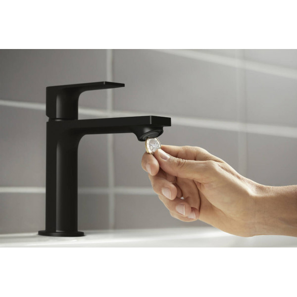 Смеситель для умывальника Hansgrohe Rebris E 110 Coolstart EcoSmart+ для умывальника с донным клапаном pop-up, черный (72589670)