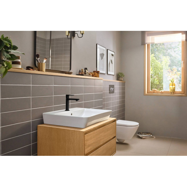 Смеситель для умывальника Hansgrohe Rebris E 110 Coolstart EcoSmart+ для умывальника с донным клапаном pop-up, черный (72589670)