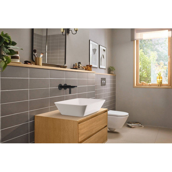 Смеситель для умывальника Hansgrohe Rebris E для умывальника со стены скрытый монтаж 200 мм, черный (72568670)