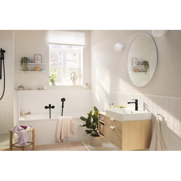 Смеситель для умывальника Hansgrohe Rebris S 110 Coolstart для умывальника с донным клапаном pop-up, черный (72519670)