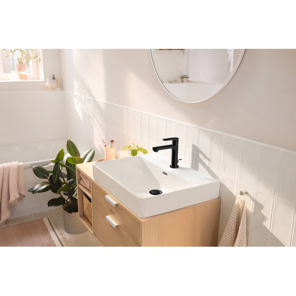 Смеситель для умывальника Hansgrohe Rebris S 110 для умывальника с донным клапаном pop-up, черный (72517670)