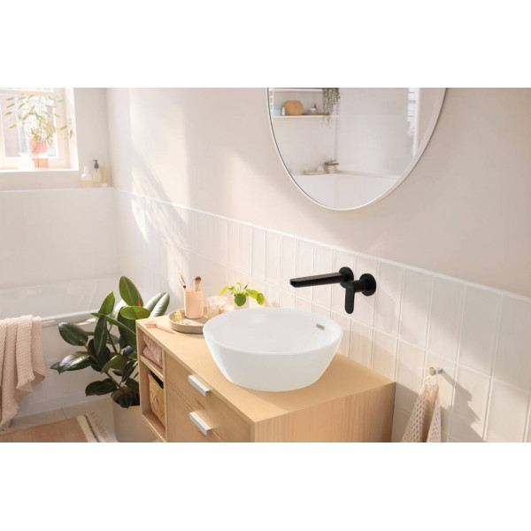 Смеситель для умывальника Hansgrohe Rebris S для умывальника со стены скрытый монтаж 200 мм, черный (72528670)