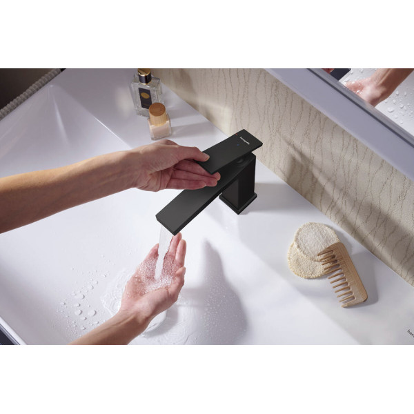 Смеситель для умывальника Hansgrohe Tecturis E 110 CoolStart EcoSmart+ для умывальника без донного клапана, черный (73012670)