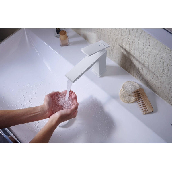 Смеситель для умывальника Hansgrohe Tecturis E 110 CoolStart EcoSmart+ для умывальника без донного клапана, белый (73012700)