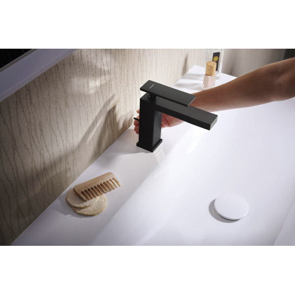 Смеситель для умывальника Hansgrohe Tecturis E 110 CoolStart EcoSmart+ с pop-up, черный (73014670)