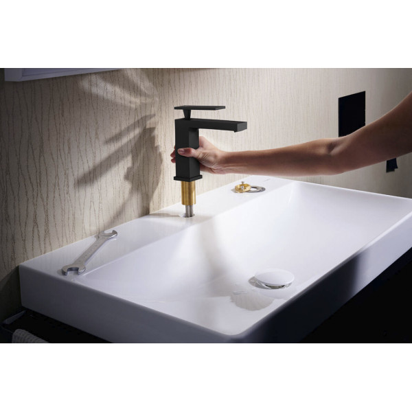 Смеситель для умывальника Hansgrohe Tecturis E 110 EcoSmart+ для умывальника без донного клапана, черный (73011670)