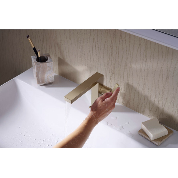 Смеситель для умывальника Hansgrohe Tecturis E 110 Fine CoolStart EcoSmart+ push-open, бронзовый (73020140)