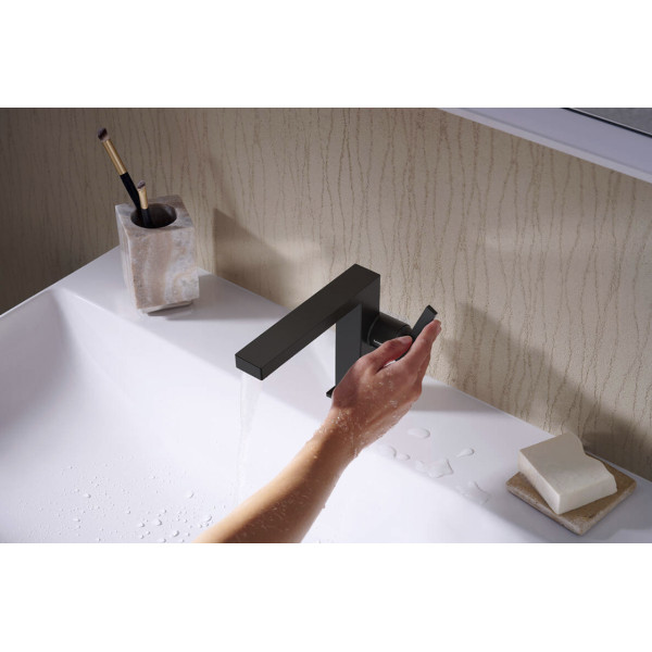 Змішувач для умивальника Hansgrohe Tecturis E 110 Fine CoolStart EcoSmart+ push-open, чорний (73020670)