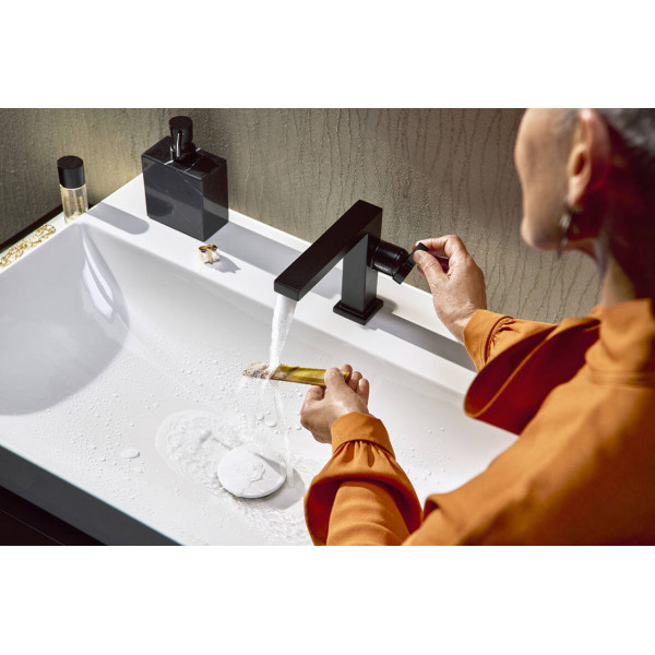 Смеситель для умывальника Hansgrohe Tecturis E 110 Fine CoolStart EcoSmart+ для умывальника без донного клапана, черный (73021670)