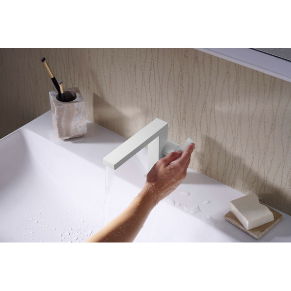 Смеситель для умывальника Hansgrohe Tecturis E 110 Fine CoolStart EcoSmart+ для умывальника без донного клапана, белый (73021700)