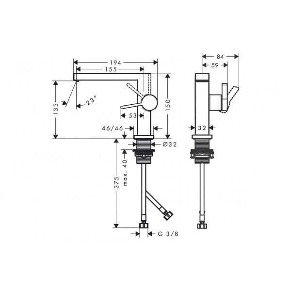 Смеситель для умывальника Hansgrohe Tecturis E 110 Fine CoolStart push-open, бронзовый (73024140)