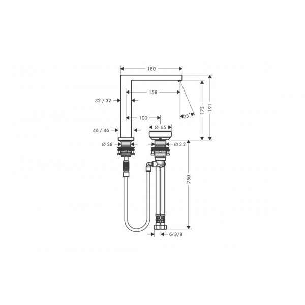 Змішувач для умивальника Hansgrohe Tecturis E 150 CoolStart EcoSmart+ на 2 отвори, білий (73053700)