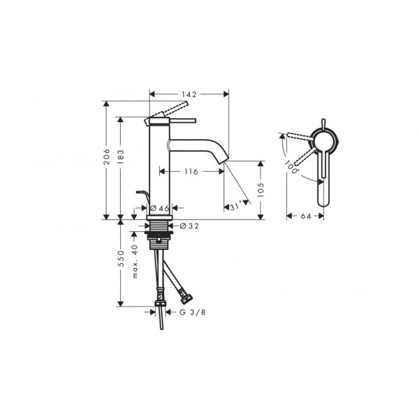 Смеситель для умывальника Hansgrohe Tecturis S 110 CoolStart, бронзовый (73314140)