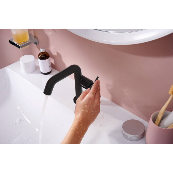 Смеситель для умывальника Hansgrohe Tecturis S 110 Fine CoolStart для умывальника без донного клапана, черный (73321670)