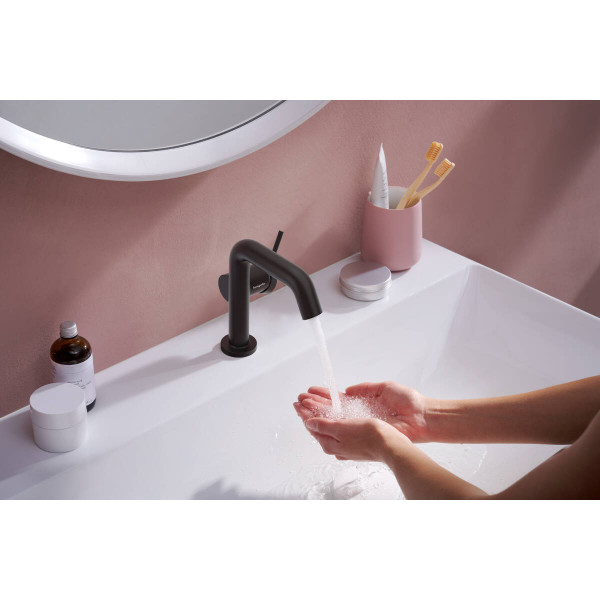 Смеситель для умывальника Hansgrohe Tecturis S 110 Fine CoolStart для умывальника без донного клапана, черный (73321670)