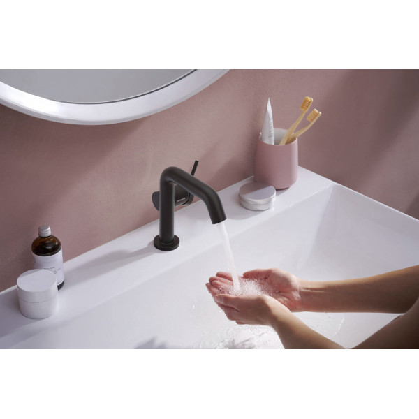 Смеситель для умывальника Hansgrohe Tecturis S 110 Fine CoolStart, черный (73320670)