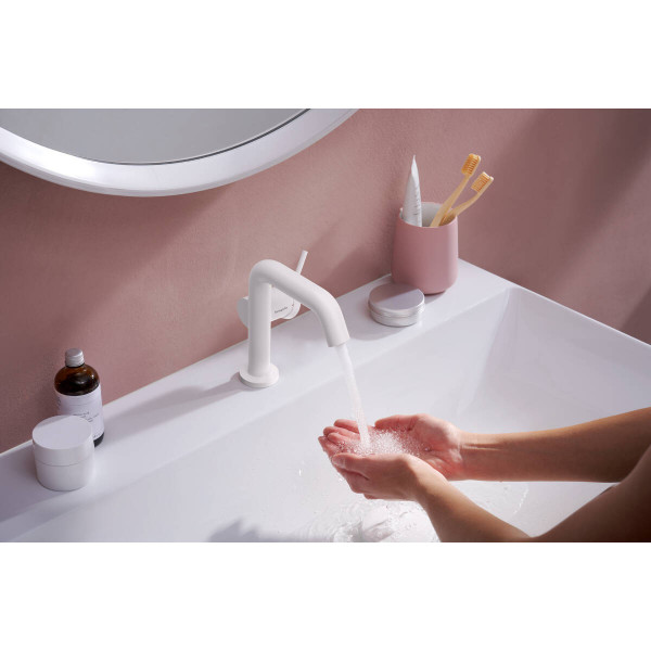 Смеситель для умывальника Hansgrohe Tecturis S 110 Fine CoolStart для умывальника без донного клапана, белый (73321700)