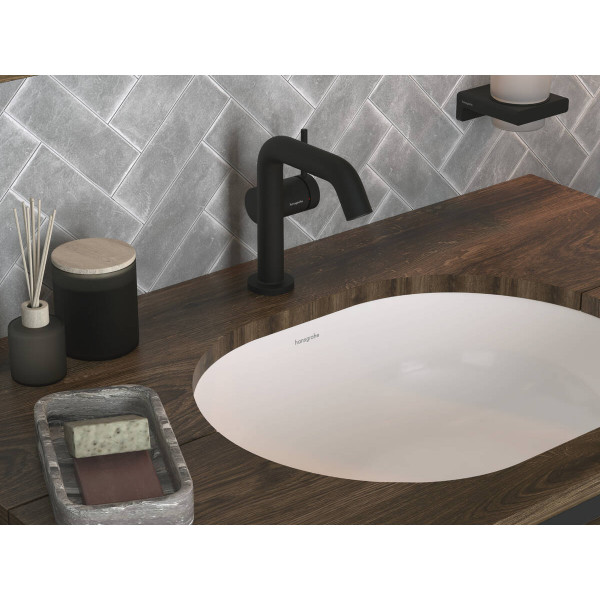 Смеситель для умывальника Hansgrohe Tecturis S 110 Fine CoolStart для умывальника с донным клапаном pop-up, черный (73323670)