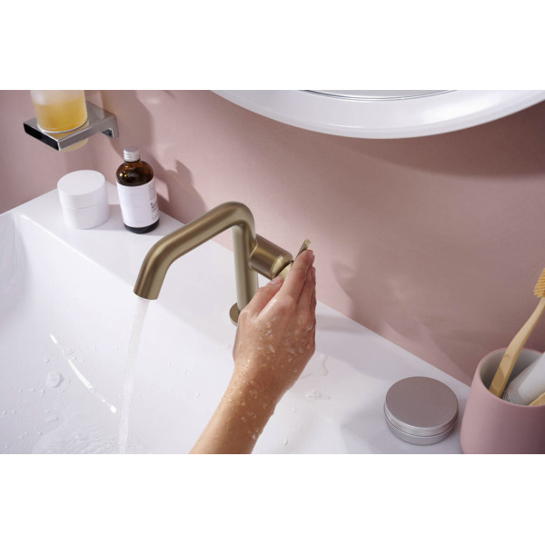 Смеситель для умывальника Hansgrohe Tecturis S 110 Fine CoolStart, бронзовый (73320140)