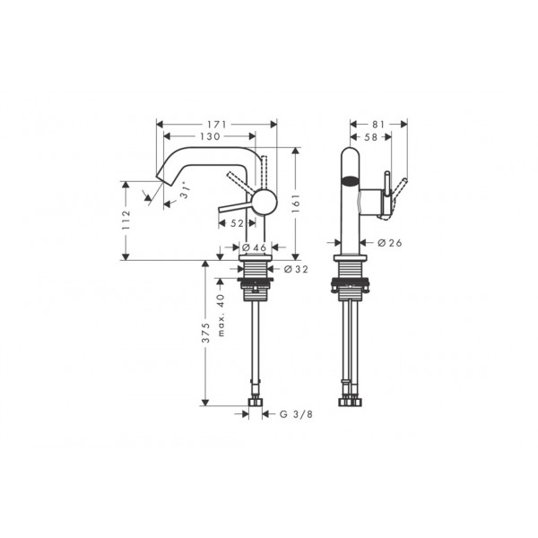 Смеситель для умывальника Hansgrohe Tecturis S 110 Fine CoolStart, белый (73320700)